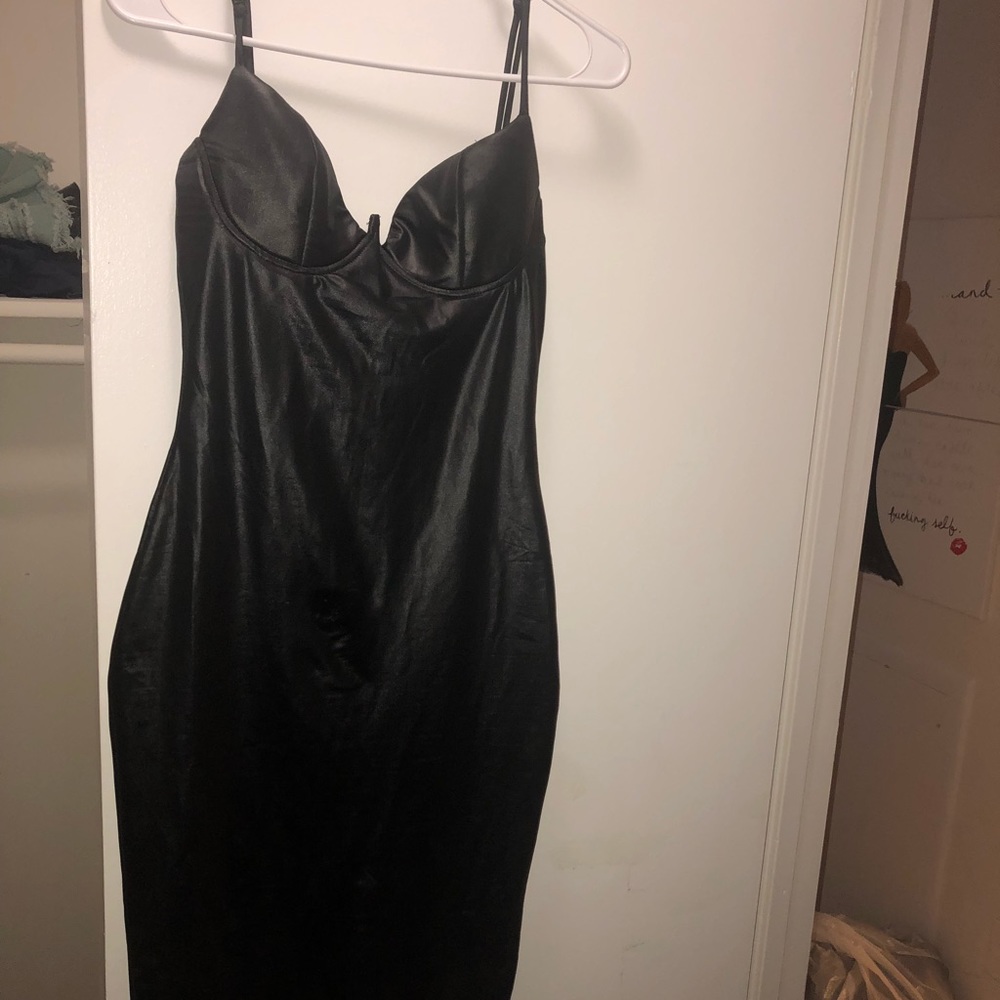 Sext black faux leather dress